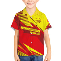 Kyrgyzstan Football Family Matching Puletasi and Hawaiian Shirt Red and Yellow Sports with National Emblem Design