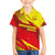 Kyrgyzstan Football Family Matching Puletasi and Hawaiian Shirt Red and Yellow Sports with National Emblem Design