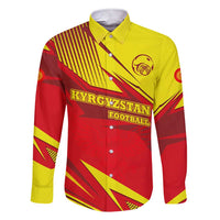 Kyrgyzstan Football Family Matching Short Sleeve Bodycon Dress and Hawaiian Shirt Red and Yellow Sports with National Emblem Design