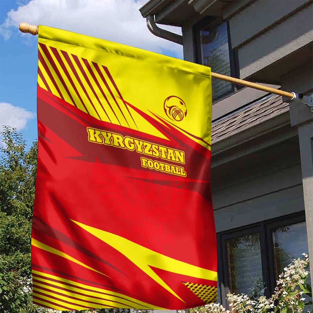 Kyrgyzstan Football Garden Flag Red and Yellow Sports with National Emblem Design
