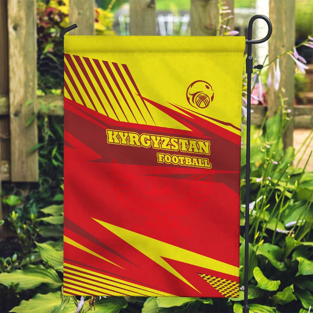 Kyrgyzstan Football Garden Flag Red and Yellow Sports with National Emblem Design