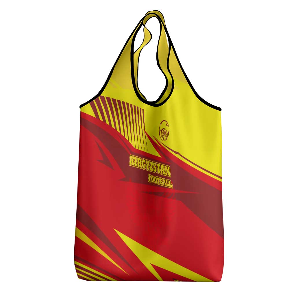Kyrgyzstan Football Grocery Bag Red and Yellow Sports with National Emblem Design