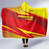 Kyrgyzstan Football Hooded Blanket Red and Yellow Sports with National Emblem Design