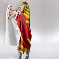 Kyrgyzstan Football Hooded Blanket Red and Yellow Sports with National Emblem Design