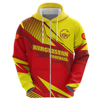 Kyrgyzstan Football Hoodie Red and Yellow Sports with National Emblem Design
