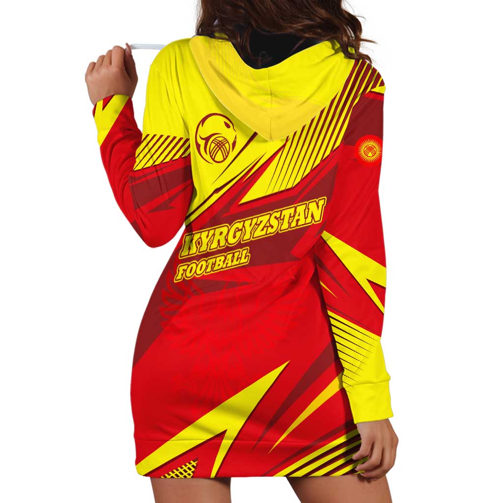 Kyrgyzstan Football Hoodie Dress Red and Yellow Sports with National Emblem Design