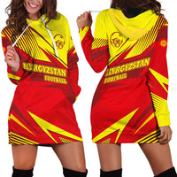 Kyrgyzstan Football Hoodie Dress Red and Yellow Sports with National Emblem Design