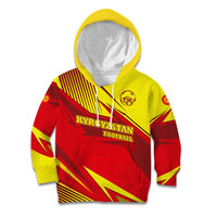 Kyrgyzstan Football Kid Hoodie Red and Yellow Sports with National Emblem Design