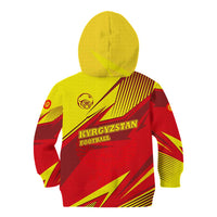 Kyrgyzstan Football Kid Hoodie Red and Yellow Sports with National Emblem Design
