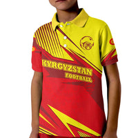 Kyrgyzstan Football Kid Polo Shirt Red and Yellow Sports with National Emblem Design