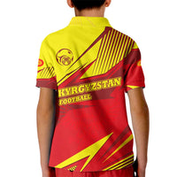Kyrgyzstan Football Kid Polo Shirt Red and Yellow Sports with National Emblem Design