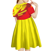 Kyrgyzstan Football Kid Short Sleeve Dress Red and Yellow Sports with National Emblem Design