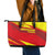 Kyrgyzstan Football Leather Tote Bag Red and Yellow Sports with National Emblem Design