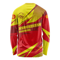 Kyrgyzstan Football Long Sleeve Shirt Red and Yellow Sports with National Emblem Design