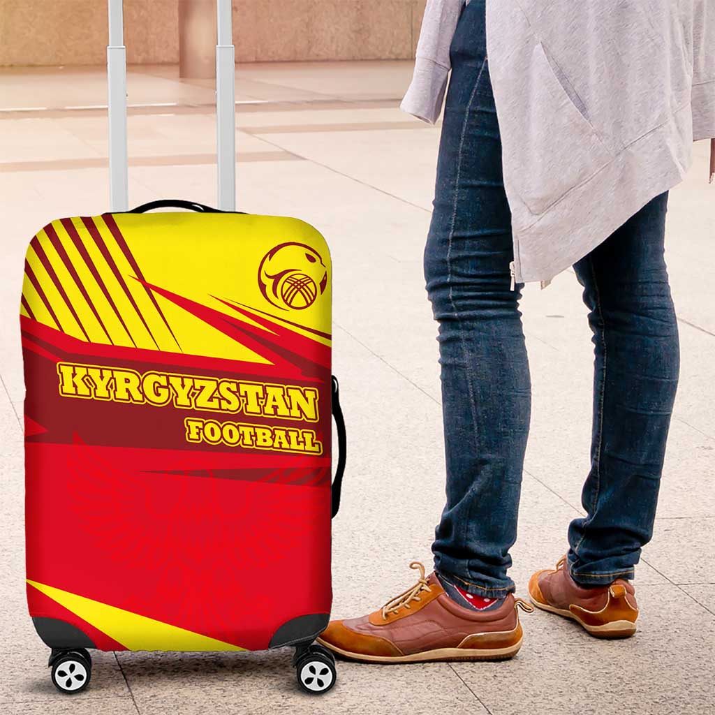 Kyrgyzstan Football Luggage Cover Red and Yellow Sports with National Emblem Design