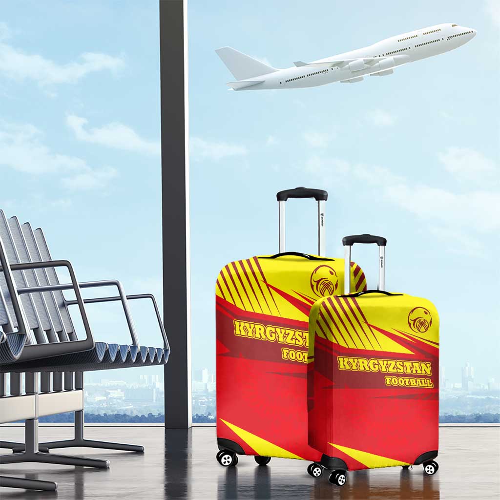 Kyrgyzstan Football Luggage Cover Red and Yellow Sports with National Emblem Design