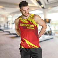 Kyrgyzstan Football Men Tank Top Red and Yellow Sports with National Emblem Design