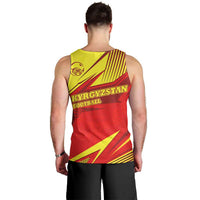 Kyrgyzstan Football Men Tank Top Red and Yellow Sports with National Emblem Design