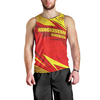 Kyrgyzstan Football Men Tank Top Red and Yellow Sports with National Emblem Design