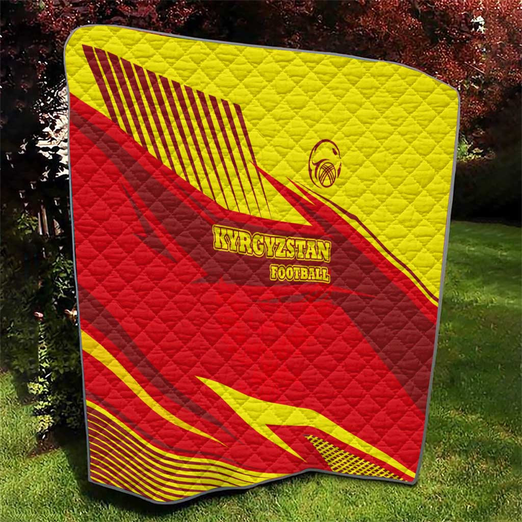 Kyrgyzstan Football Quilt Red and Yellow Sports with National Emblem Design
