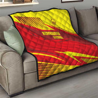 Kyrgyzstan Football Quilt Red and Yellow Sports with National Emblem Design