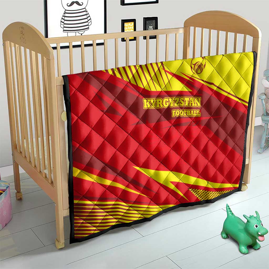 Kyrgyzstan Football Quilt Red and Yellow Sports with National Emblem Design