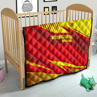 Kyrgyzstan Football Quilt Red and Yellow Sports with National Emblem Design