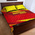 Kyrgyzstan Football Quilt Bed Set Red and Yellow Sports with National Emblem Design