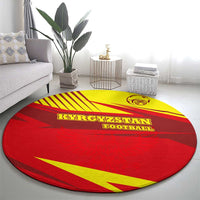 Kyrgyzstan Football Round Carpet Red and Yellow Sports with National Emblem Design