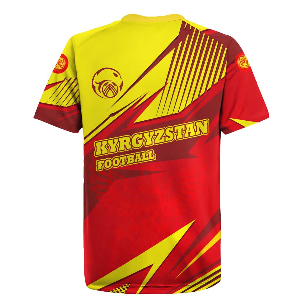 Kyrgyzstan Football Rugby Jersey Red and Yellow Sports with National Emblem Design