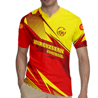 Kyrgyzstan Football Rugby Jersey Red and Yellow Sports with National Emblem Design