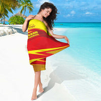 Kyrgyzstan Football Sarong Red and Yellow Sports with National Emblem Design