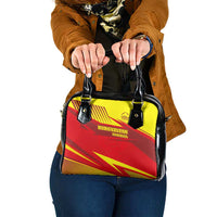 Kyrgyzstan Football Shoulder Handbag Red and Yellow Sports with National Emblem Design