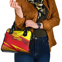 Kyrgyzstan Football Shoulder Handbag Red and Yellow Sports with National Emblem Design