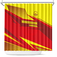 Kyrgyzstan Football Shower Curtain Red and Yellow Sports with National Emblem Design