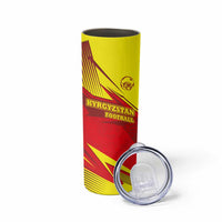 Kyrgyzstan Football Skinny Tumbler Red and Yellow Sports with National Emblem Design