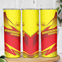 Kyrgyzstan Football Skinny Tumbler Red and Yellow Sports with National Emblem Design
