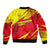 Kyrgyzstan Football Sleeve Zip Bomber Jacket Red and Yellow Sports with National Emblem Design