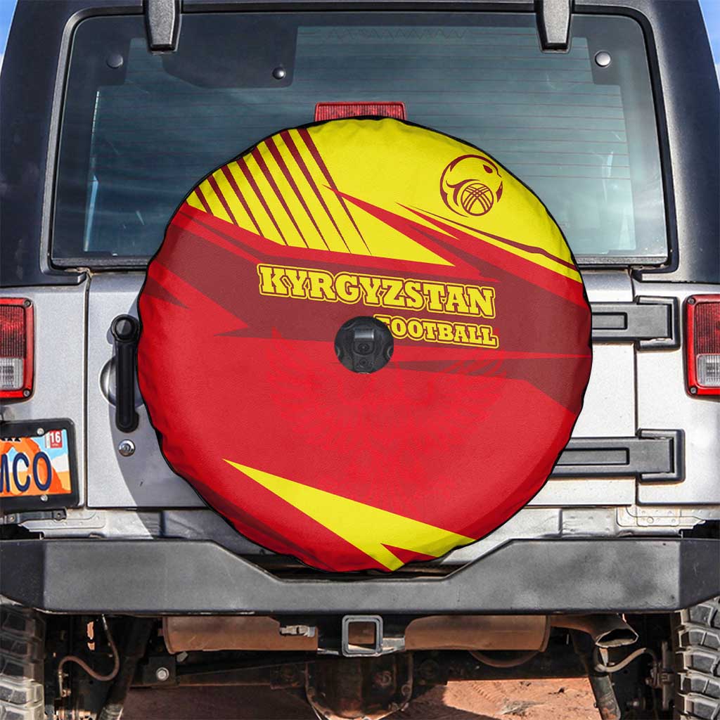 Kyrgyzstan Football Spare Tire Cover Red and Yellow Sports with National Emblem Design