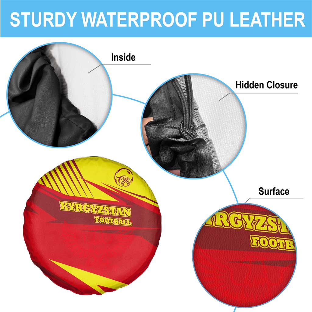 Kyrgyzstan Football Spare Tire Cover Red and Yellow Sports with National Emblem Design