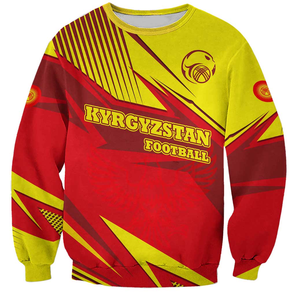 Kyrgyzstan Football Sweatshirt Red and Yellow Sports with National Emblem Design