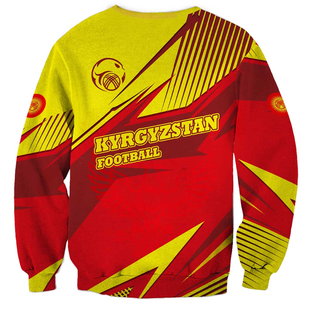 Kyrgyzstan Football Sweatshirt Red and Yellow Sports with National Emblem Design
