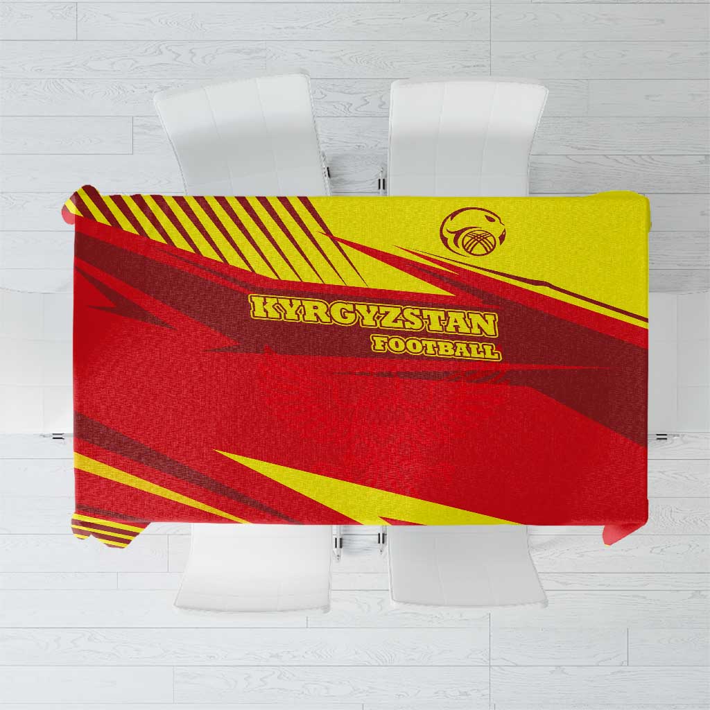 Kyrgyzstan Football Tablecloth Red and Yellow Sports with National Emblem Design