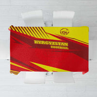 Kyrgyzstan Football Tablecloth Red and Yellow Sports with National Emblem Design