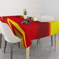 Kyrgyzstan Football Tablecloth Red and Yellow Sports with National Emblem Design