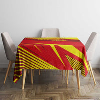 Kyrgyzstan Football Tablecloth Red and Yellow Sports with National Emblem Design