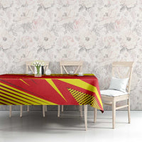 Kyrgyzstan Football Tablecloth Red and Yellow Sports with National Emblem Design