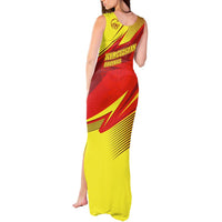 Kyrgyzstan Football Tank Maxi Dress Red and Yellow Sports with National Emblem Design