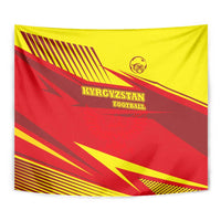 Kyrgyzstan Football Tapestry Red and Yellow Sports with National Emblem Design