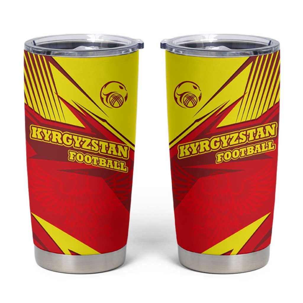 Kyrgyzstan Football Tumbler Cup Red and Yellow Sports with National Emblem Design